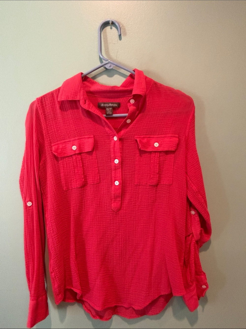 Tommy Bahama Men's Bright Red Long-Sleeve Button Front Shirt